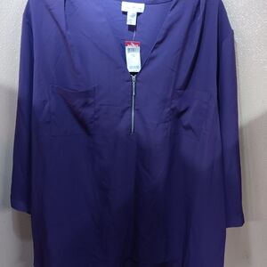 V-Neck Zip Front Tunic